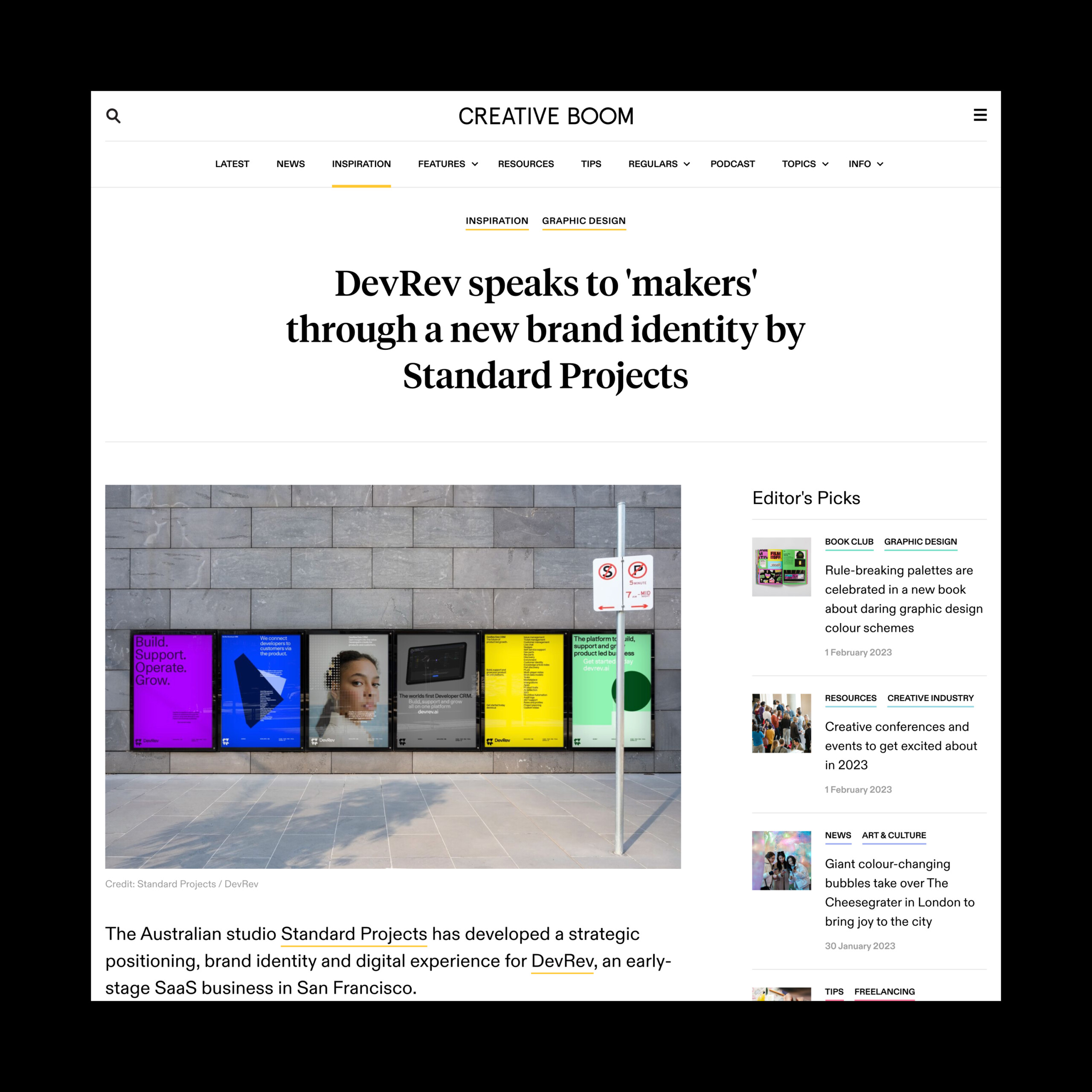 DevRev featured on Creative Boom - Standard Projects